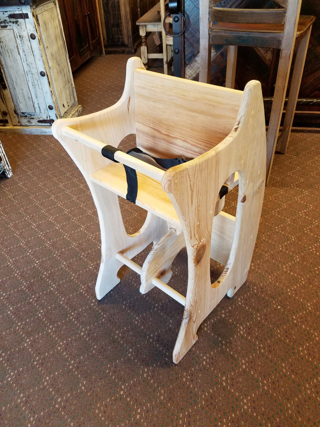 High chair desk rocking horse 3in1 amish design handmade Etsy