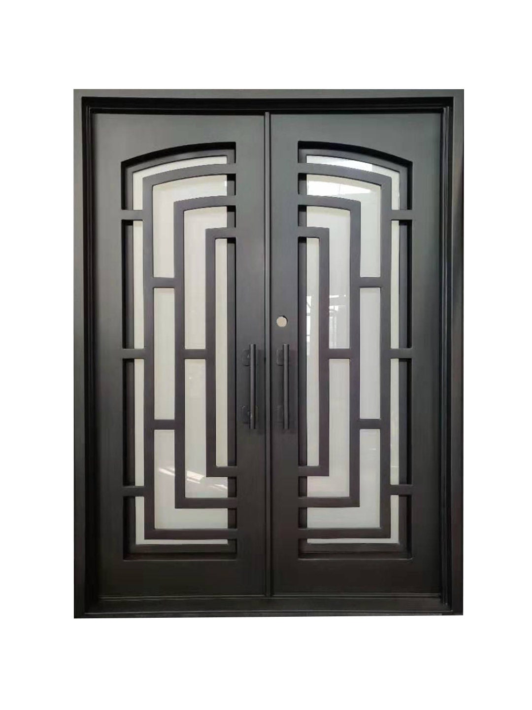 Belton Model Iron Door With Frosted Glass Dark Bronze Finish Inside ...
