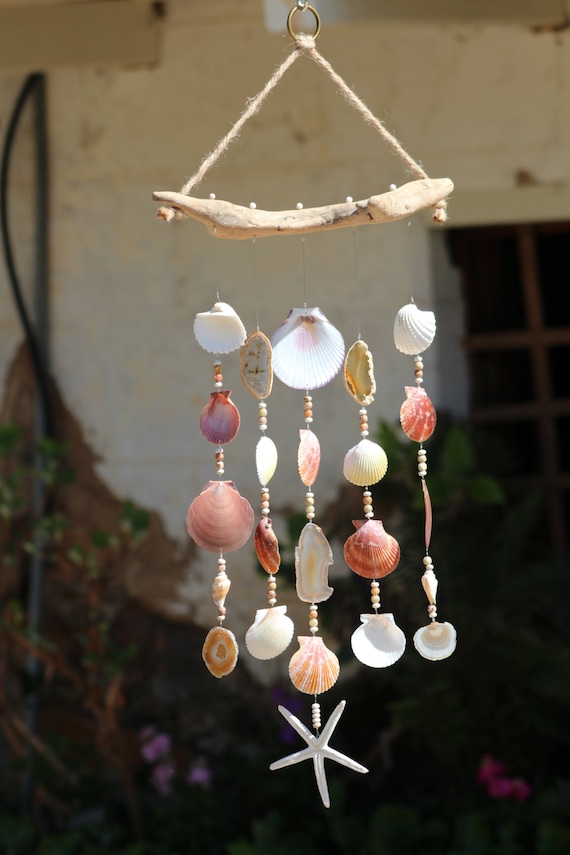 Driftwood Seashell Wind Chimes Handmade Wind Chimes Wind Etsy