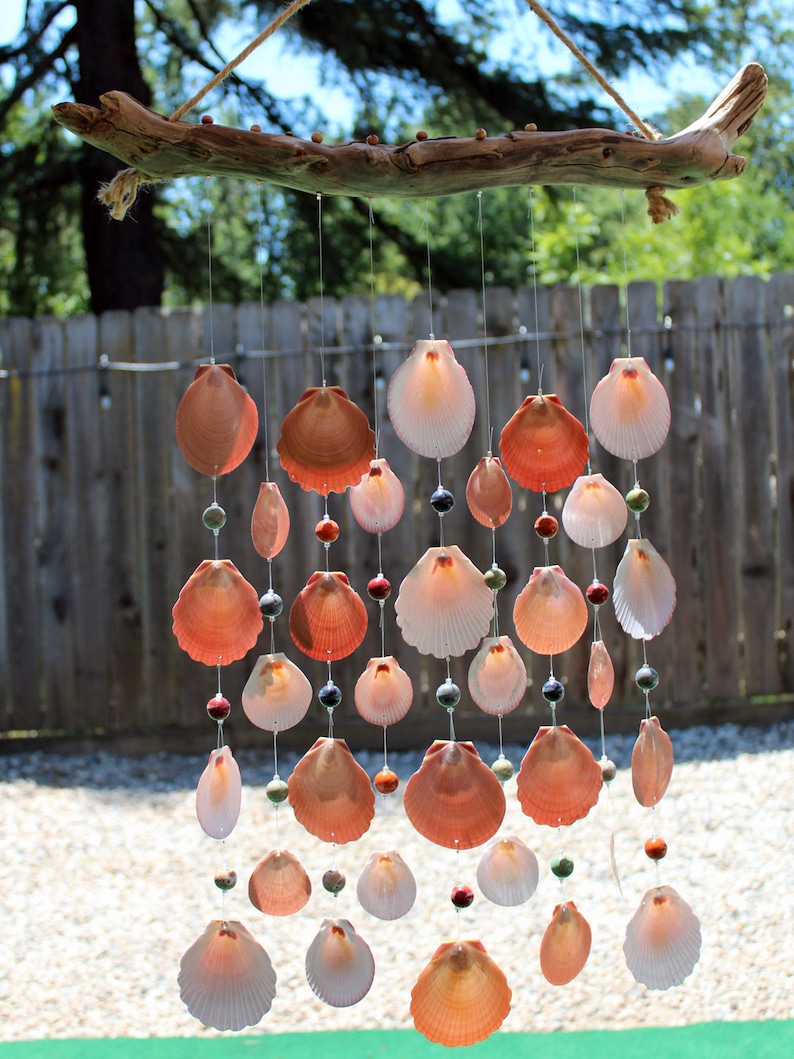 Driftwood Sea Shell Wind Chimes Handmade Wind Chimes Wind Etsy