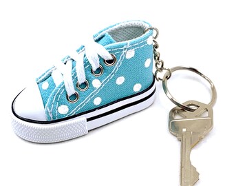 LIGHT BLUE Polka Dot Mini High-Top Sneaker Keychain