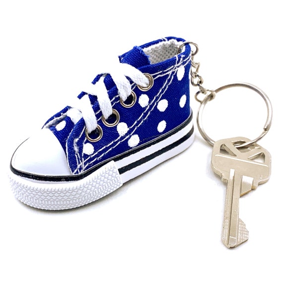 DARK BLUE Polka Dot Mini High top Sneaker Keychain Etsy