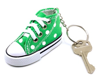 GREEN Polka Dot Mini High-Top Sneaker Keychain