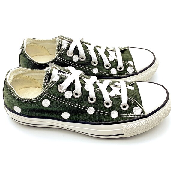 KOMBU VERDE Converse con lunares blancos pintados a mano | Etsy España