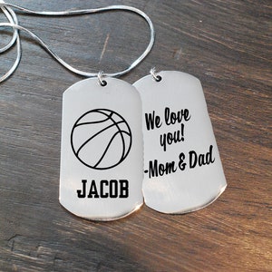 Custom Dog Tag Stainless Steel|Basketball Dog Tag|Custom Basketball Pendant|Black Engraving