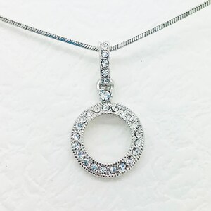 Stunning Crystal Double Circle Necklace - Rhodium Plated - Great Gift for Valentine&#39;s Day, Mother&#39;s Day, Birthday!