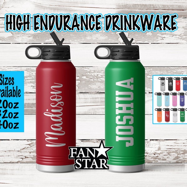 12, 20, 32, or 40 Ounce Personalized Names Water Bottle Laser Engraved, Choose a Color and Size, Stainless Steel, Kids Water Bottles