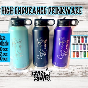 12, 20, 32, or 40 Ounce Gymnastics Coach Water Bottle Laser Engraved, Choose a Color and Size, Stainless Steel, Kids Water Bottles image 1