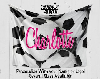 Personalized Soccer Blanket, Plush Soccer Name Blanket, Perfect Soccer Player Gift, Customize the colors!