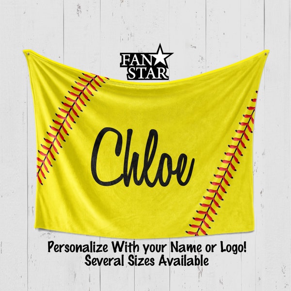 Personalized Softball Blanket, Plush Fastpitch Blanket, Perfect Softball Player Gift, Customize the colors and more!  Softball Laces Blanket
