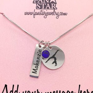 Personalized Gymnast Pendant Necklace with Birthstone, Engraved Gymnast Handstand Stainless Steel Customized with Name and Birthstone