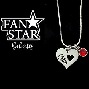 Personalized Heart Charm Pendant Necklace, Custom Engraved Heart Charm With Birthstone, Optional Front and Back Engraving  on Stainless