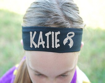 CUSTOM Cancer Awareness Ribbon Cotton/Lycra Headband - Sparkle Lettering