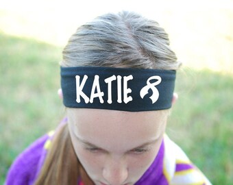 CUSTOM Cancer Awareness Ribbon Cotton/Lycra Headband - Non Sparkle Lettering