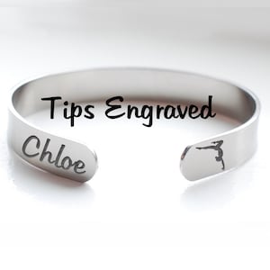 Custom Gymnastics Stainless Steel Bracelet - ADD Your Name or Message - Engraved Bracelet - Choose Image - Handwriting Allowed!