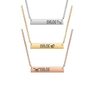 Personalized Engraved Swimmer Bar Necklace|Choose Your Image|Optional Engraving Front and Back|Choose Your Finish