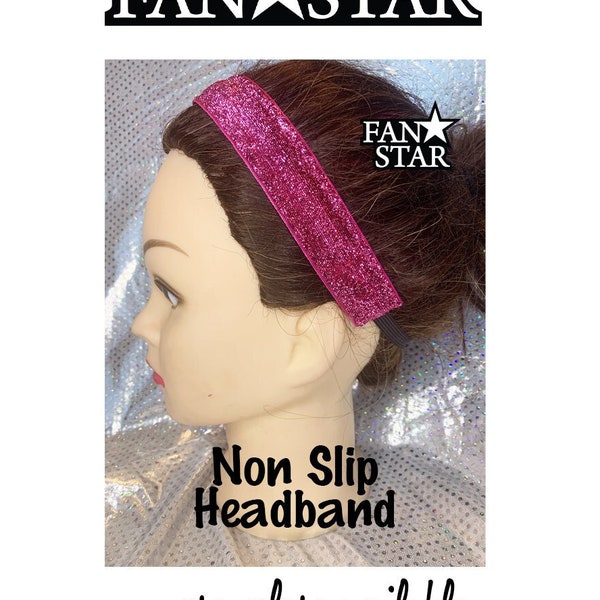 Non Slip Sparkle Headband, Sports Headband with Velvet Backing, Amazing Non Slip Headband SALE - HOT PINK