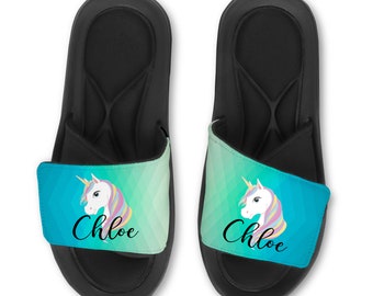 girls unicorn flip flops