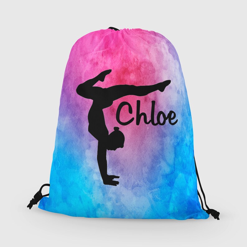 Personalized Gymnast Drawstring Bag, Custom Gymnastics Drawstring Bag Stag Position, Great gymnast gift and team gifts image 9