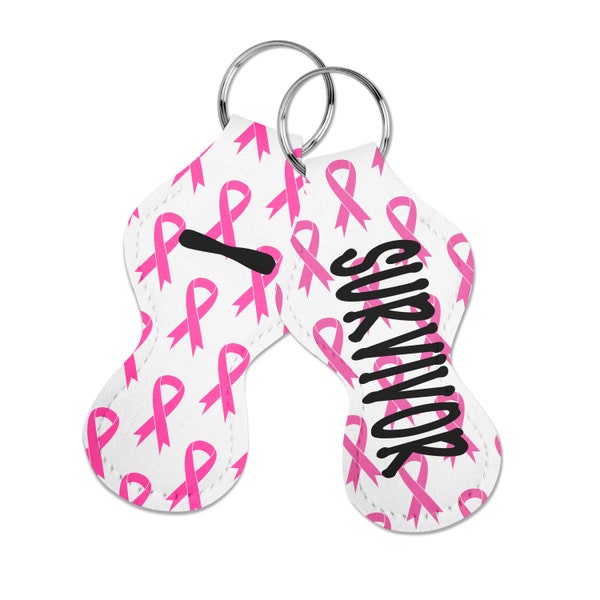 Personalized Pink Ribbon Chapstick Holder - Breast Cancer Awareness Ribbon Chapstick Holder - Single or Bulk Orders!