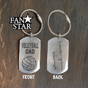 VOLLEYBALL DAD Keychain Custom|Handwriting & Font Options|Personalized|Stainless Steel|Laser Engraved Key Chain