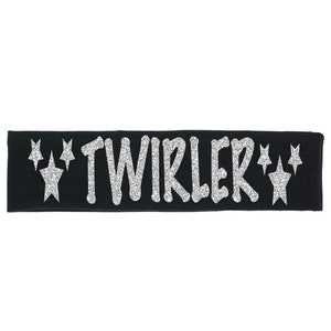 May include: Black headband with silver glitter stars and the word "TWIRLER" in silver glitter.