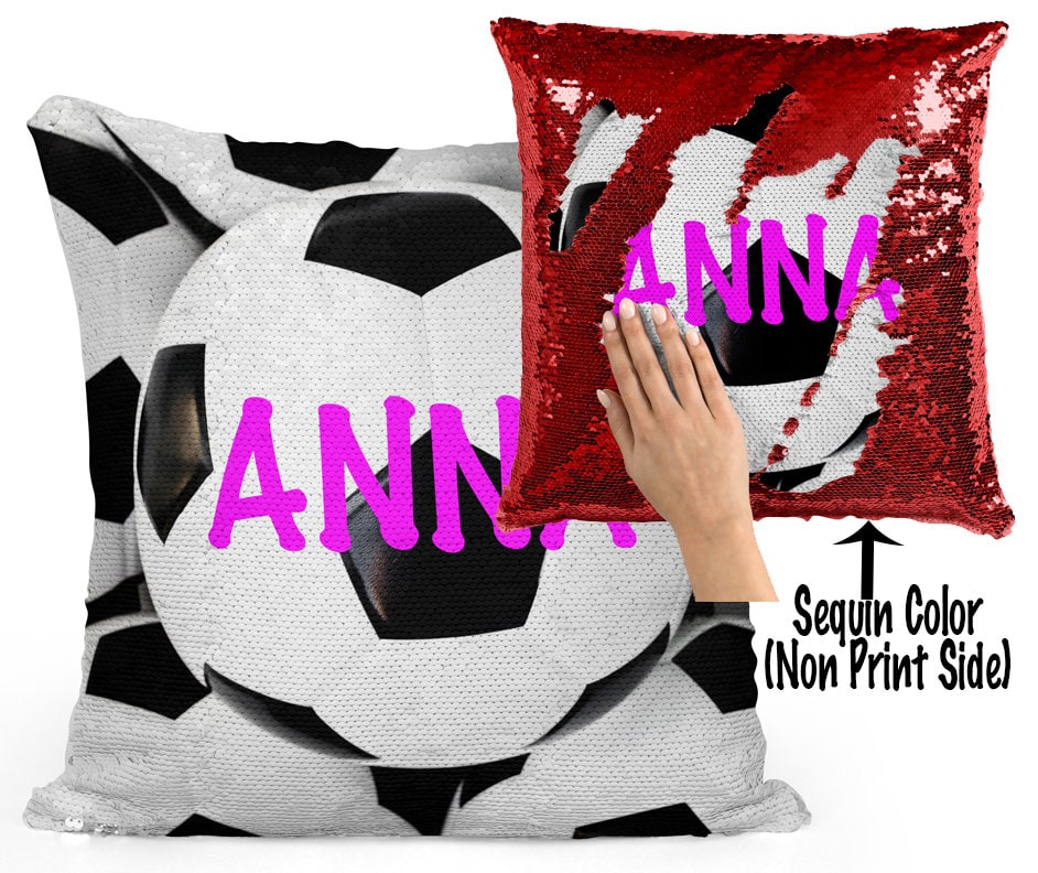 soccer sequin pillow
