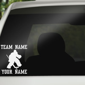 Personalize HOCKEY GOALIE Car Window Sticker Decal - Choose Your Size & Color