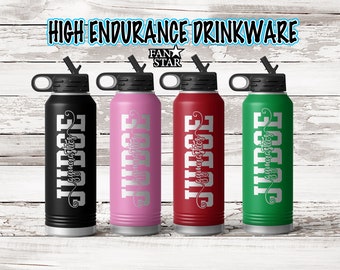 12, 20, 32, or 40 Ounce Gymnastics Judge Water Bottle Laser Engraved, Choose a Color and Size, Stainless Steel, Gymnastics Judges Gift
