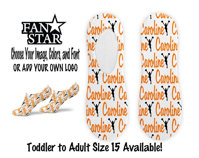 Personalized Cheer No Show Ankle Socks, Custom Cheerleader Socks, Cheer States Gift, Poly Cotton Blend Anklets, Fits Kids and Adults