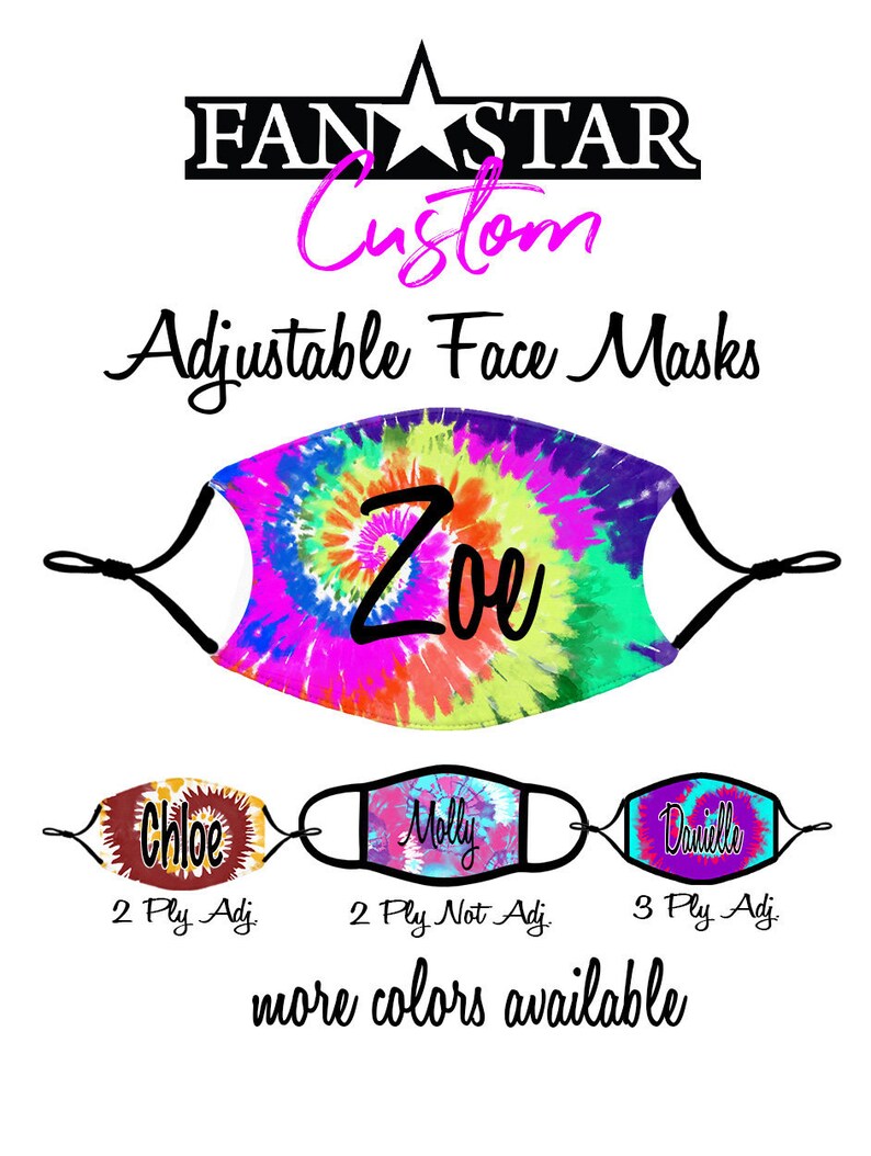 Custom Name Face Mask Name Tie Dye Mask Choose Your Colors Etsy