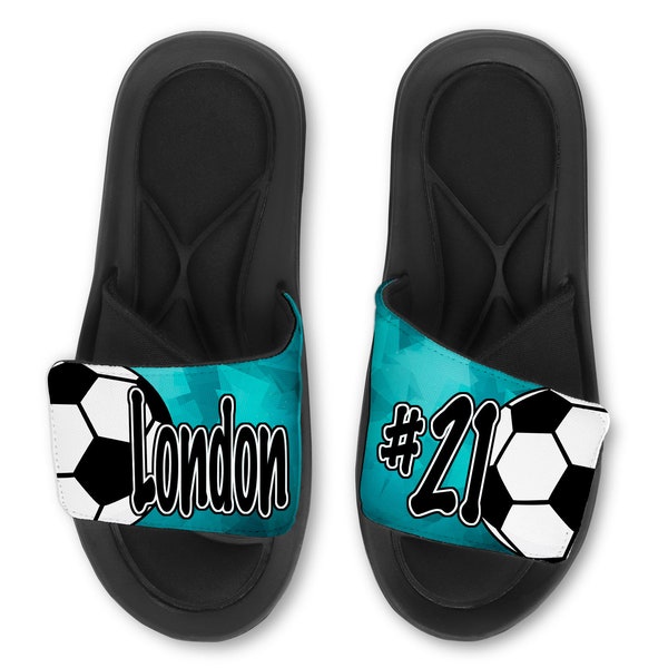 Chanclas de fútbol personalizadas, sandalias de espuma viscoelástica, regalo de fútbol, diseño de prisma