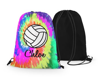 Personalized Volleyball Drawstring Bag, Custom Volleyball Drawstring Backpack, Great Volleyball Team Gift! Tie Dye