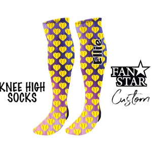 Personalized Softball Heart Knee High Watercolor Socks, Custom Fastpitch Team Knee High Socks, Choose Your Color and add your team name!