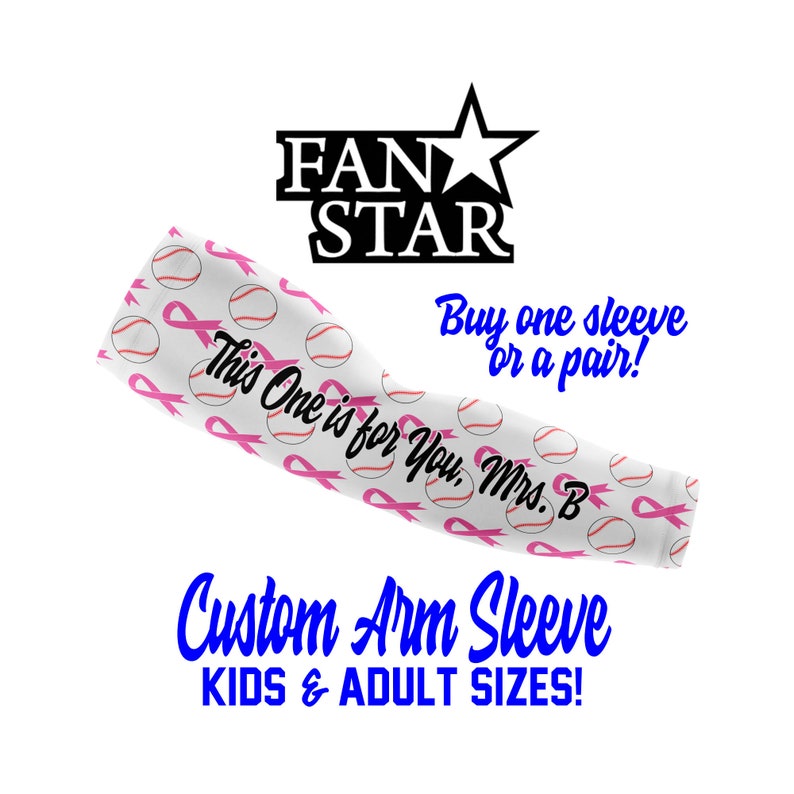 Personalized Breast Cancer Softball ARM Sleeve, Breast Cancer Awareness Fastpitch Sleeve for Kids and Adults, Fully Customizable Arm Sleeve image 7