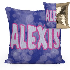 Personalized Bubbles Mermaid Sequin Flip Pillow with Your Name, Customized Mermaid Sequin Pillow