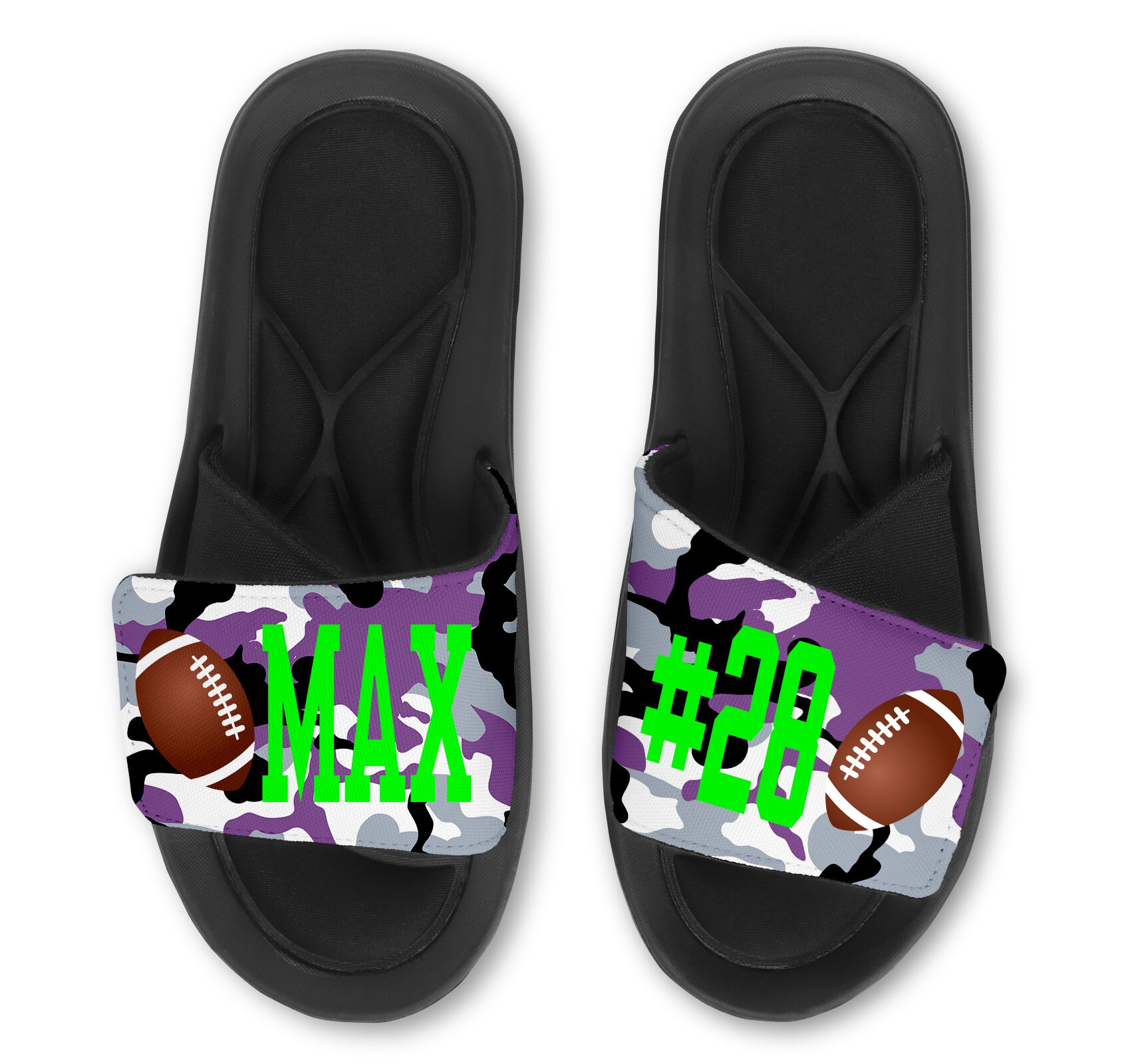 Custom FOOTBALL Slides Flip Flops Sandals Personalized Camo Etsy 日本