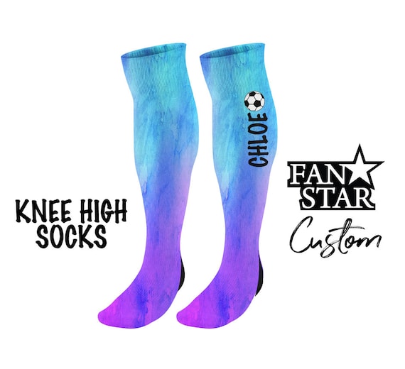 Personalisierte Fußball Knie hohe Socken, Custom Fußball Team Knie hohe  Socken, Tolles Team Geschenk für Fußball, Aquarell Design