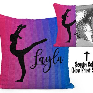 Personalized GYMNAST Mermaid Sequin Flip Pillow with Customization, Perfect for your gymnast!