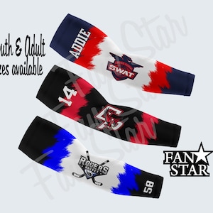 Personalized Team Logo Arm Sleeves for Softball, Lacrosse, Field Hockey - Custom LOGO Compression Sleeve - Buy Single Sleeve or a Pair!