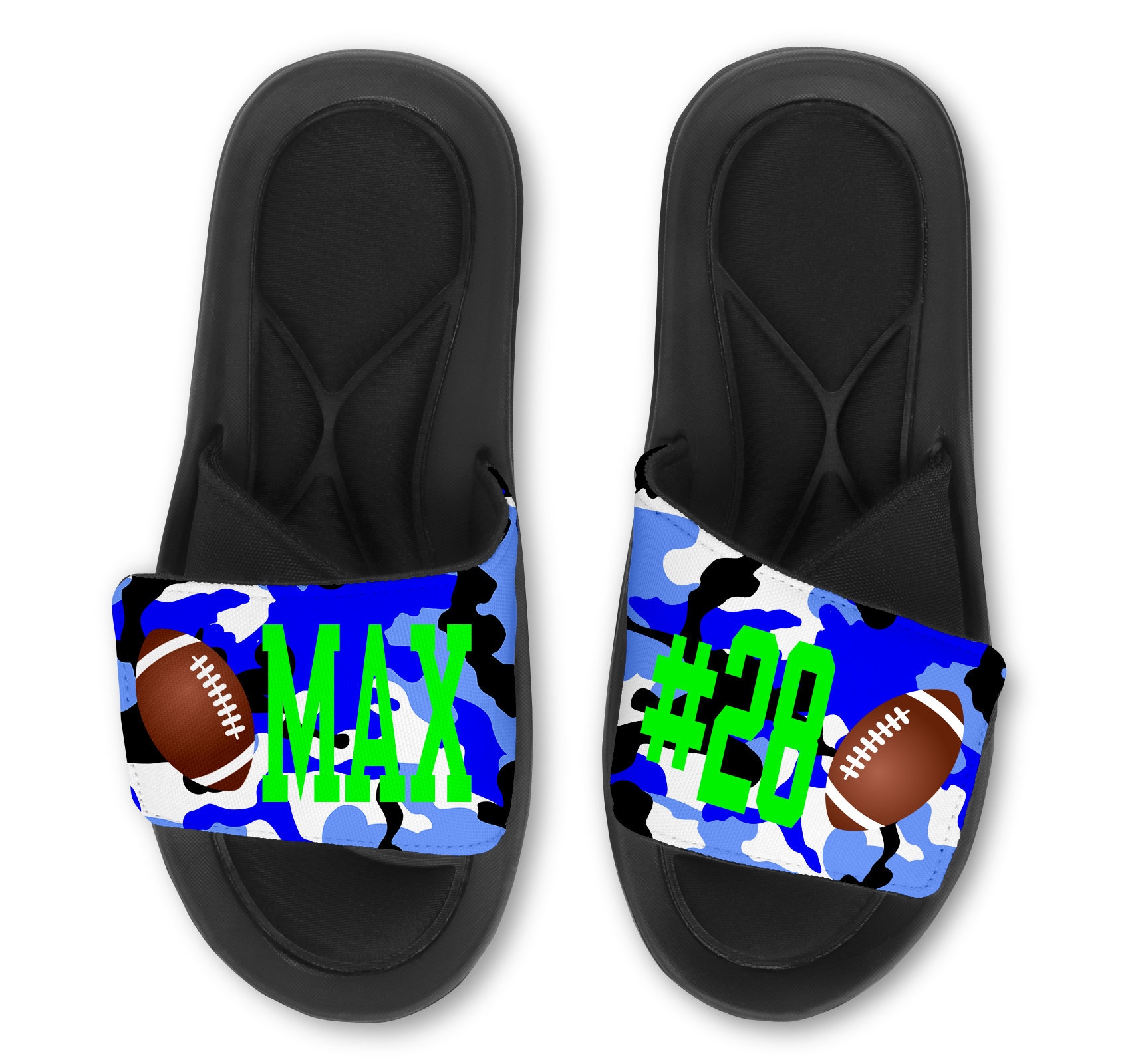 Custom FOOTBALL Slides Flip Flops Sandals Personalized Camo Etsy 日本