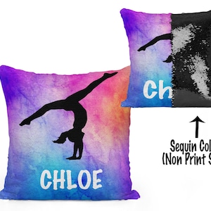 Personalized Gymnast Sequin Flip Pillow