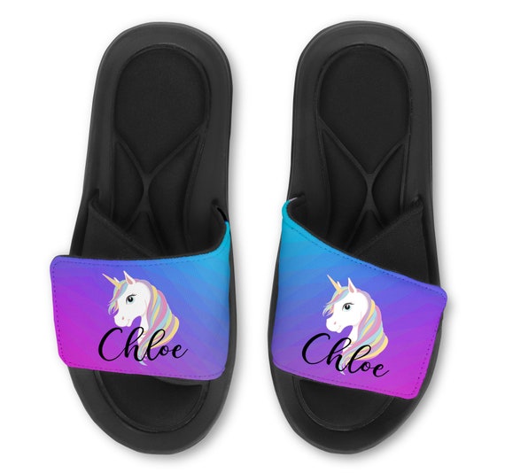Personalized Unicorn Slides Flip Flops Sandals Custom Name - Etsy