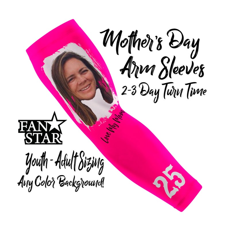 Custom Picture Arm Sleeves, Love My Mom, Great for Mother's Day, Sleeves for Kids and Adults, Baseball, Softball, Lacrosse, Soccer Gift image 10