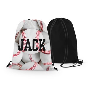 Personalized Baseball Drawstring Bag - Custom Baseball Drawstring Bag - Choose Your Colors!!