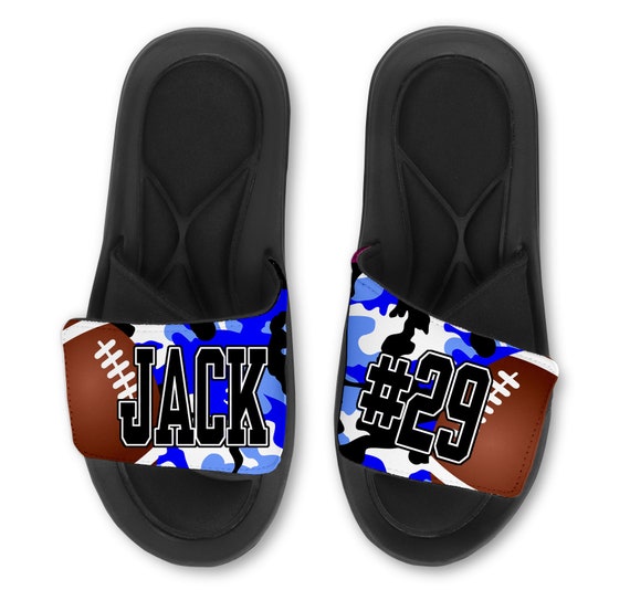 Custom FOOTBALL Slides Flip Flops Sandals Personalized Camo Team Football Slides Custom With Your Name Number or Logo Etsy Canada