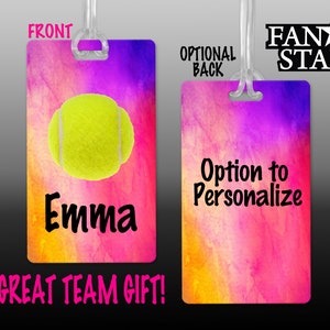 Personalized Tennis Bag Tag for Luggage - Custom Tennis Ball Bag Tag - Great Team Gift or Party Favors! Single or Bulk Available.