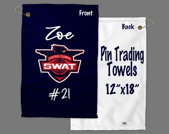 12" x 18" Personalized Pin Trading Towel Perfect for National and World Series Events, Customized with your Logo or Any Other Image!