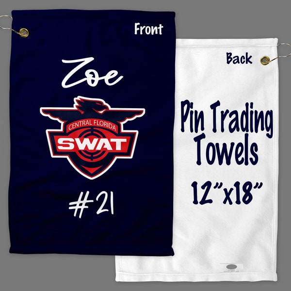 12" x 18" Personalized Pin Trading Towel Perfect for National and World Series Events, Customized with your Logo or Any Other Image!