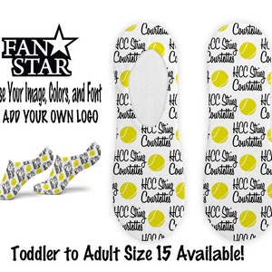Personalized Tennis No Show Ankle Socks, Custom Tennis Socks, Tennis States Gift, Poly Cotton Blend Anklets, Fits Kids and Adults